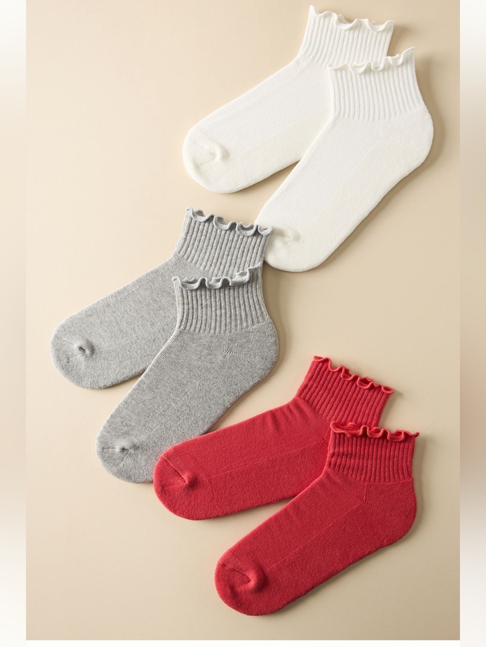 Anthropologie Daily Practice Athletic Socks Ruffle Set of 3